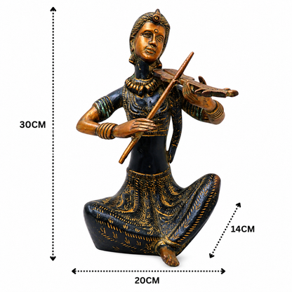 Handcrafted Brass Lady Musician Set of 4 – Traditional Brass Musical Figurines Orchestra Sculpture for Home Décor &amp; Luxury Gifting 12 Inch