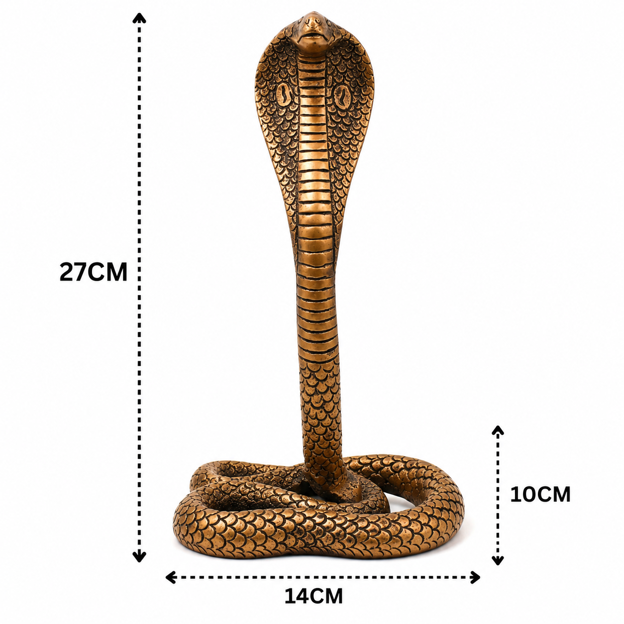 Brass Snake Handcrafted Naag Devta Idol – Handcrafted Naag Devta Murti for Pooja, Vastu, Home Mandir, Spiritual Décor &amp; Traditional Gifting 10.5 Inch