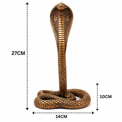 Brass Snake Handcrafted Naag Devta Idol – Handcrafted Naag Devta Murti for Pooja, Vastu, Home Mandir, Spiritual Décor &amp; Traditional Gifting 10.5 Inch