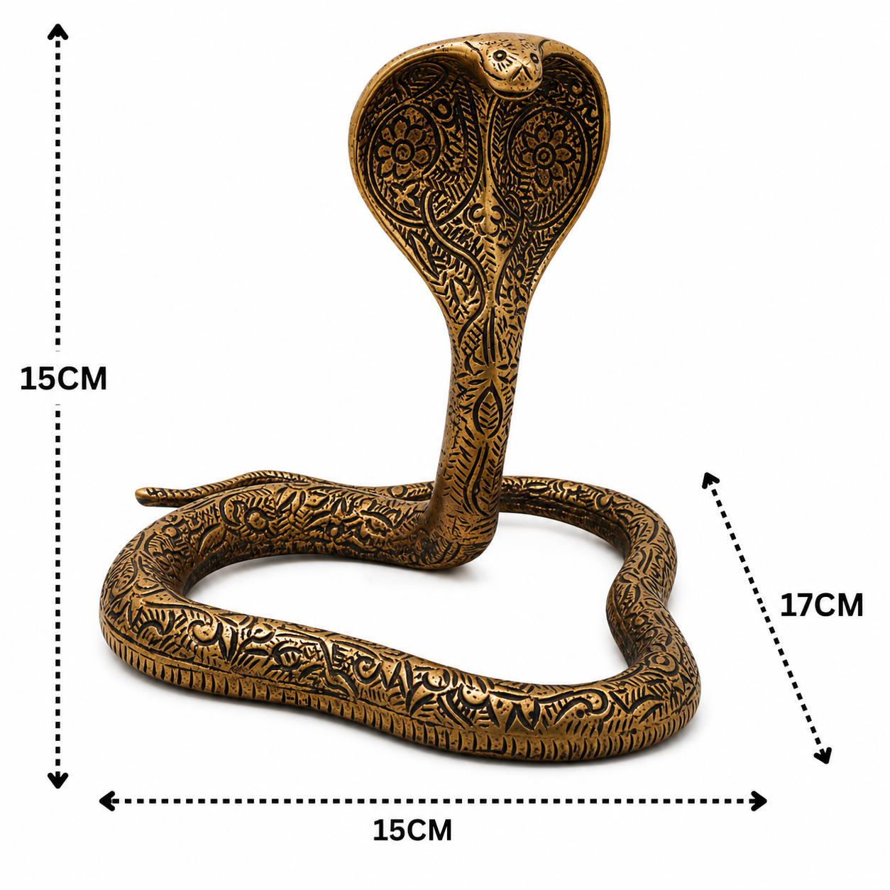 Brass Snake Idol – Handcrafted Naag Devta Murti for Pooja, Vastu, Home Mandir, Spiritual Décor &amp; Traditional Gifting 6 Inch