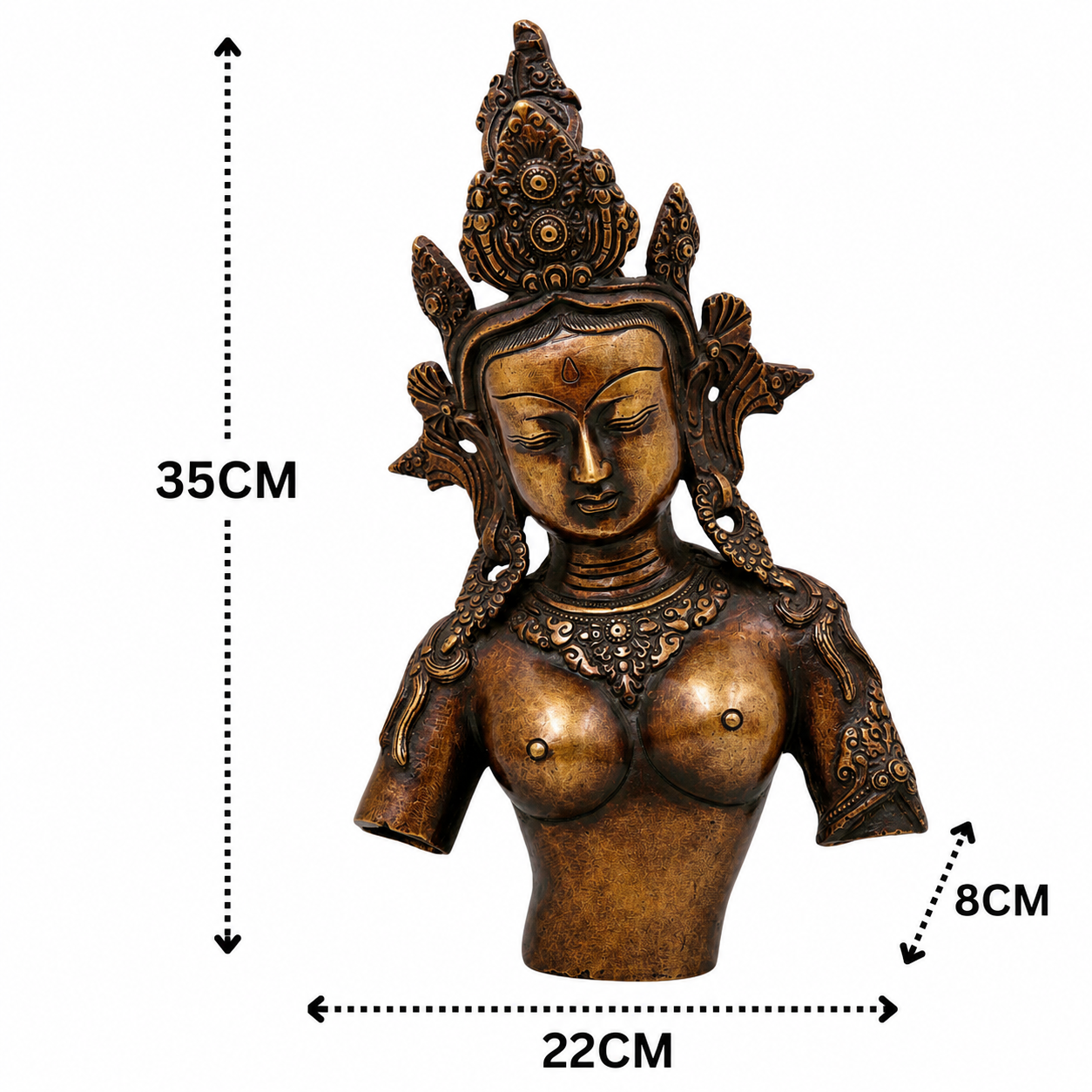Handcrafted Brass Tara Devi Sculpture – Handcrafted Traditional Unique Style Tara Maa Murti for Pooja, Home Mandir, Spiritual Décor &amp; Gifting 14 Inch
