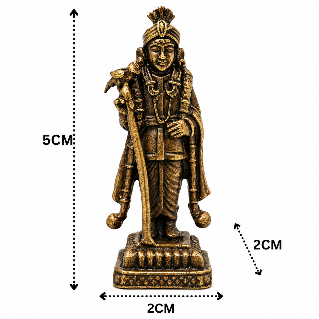 Brass Small Subramanya Murugan Kartikeya Idol – Handcrafted Subrahmanya Skanda Kumaraswamy Murti for Puja &amp; Home Mandir 2 Inch