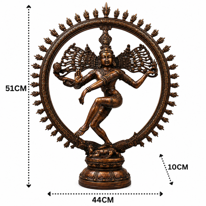 Unique Brass Nataraja Idol – Handcrafted Unique Chola Style Dancing Lord Shiva Idol for Pooja, Home Mandir, Temple Décor &amp; Spiritual Gifting 20 Inch
