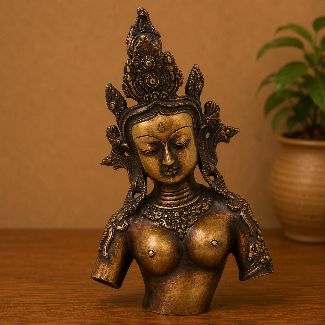 Handcrafted Brass Tara Devi Sculpture – Handcrafted Traditional Unique Style Tara Maa Murti for Pooja, Home Mandir, Spiritual Décor &amp; Gifting 14 Inch