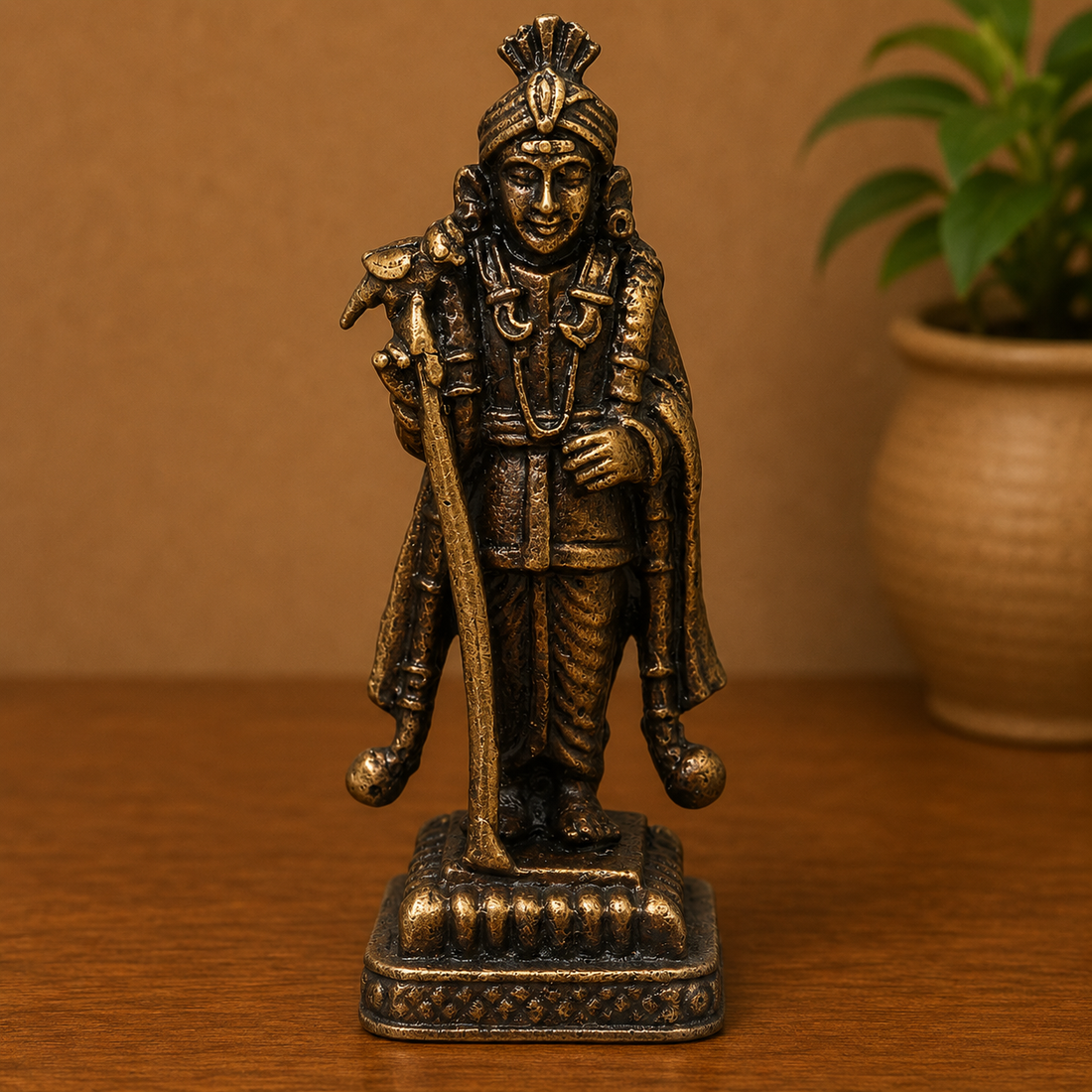 Brass Small Subramanya Murugan Kartikeya Idol – Handcrafted Subrahmanya Skanda Kumaraswamy Murti for Puja &amp; Home Mandir 2 Inch
