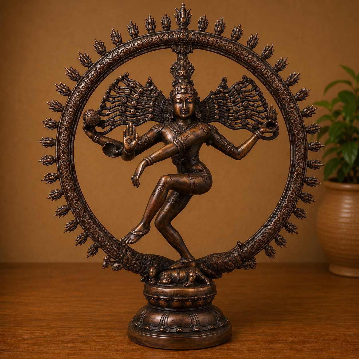 Unique Brass Nataraja Idol – Handcrafted Unique Chola Style Dancing Lord Shiva Idol for Pooja, Home Mandir, Temple Décor &amp; Spiritual Gifting 20 Inch