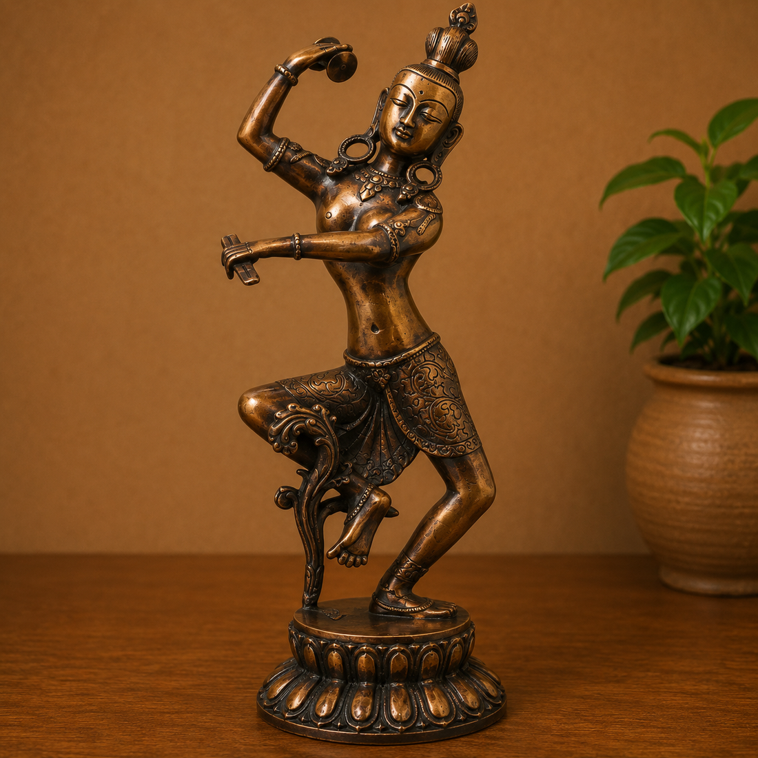 Brass Nataraja Sculpture – Handcrafted Unique Chola Style Dancing Shiva Idol for Pooja, Home Mandir, Temple Décor &amp; Spiritual Gifting 17 Inch