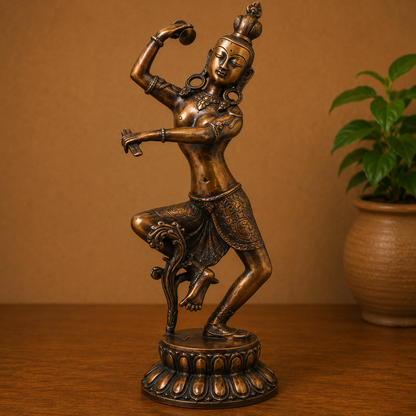 Brass Nataraja Sculpture – Handcrafted Unique Chola Style Dancing Shiva Idol for Pooja, Home Mandir, Temple Décor &amp; Spiritual Gifting 17 Inch