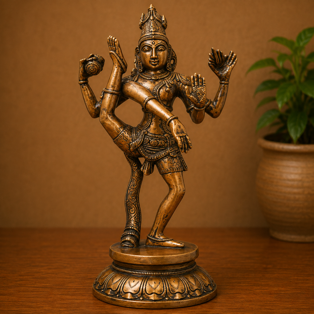 Brass Nataraja Sculpture – Handcrafted Chola Style Dancing Shiva Idol for Pooja, Home Mandir, Temple Décor &amp; Spiritual Gifting 12.5 Inch