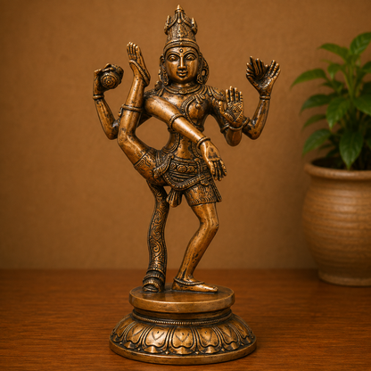 Brass Nataraja Sculpture – Handcrafted Chola Style Dancing Shiva Idol for Pooja, Home Mandir, Temple Décor &amp; Spiritual Gifting 12.5 Inch
