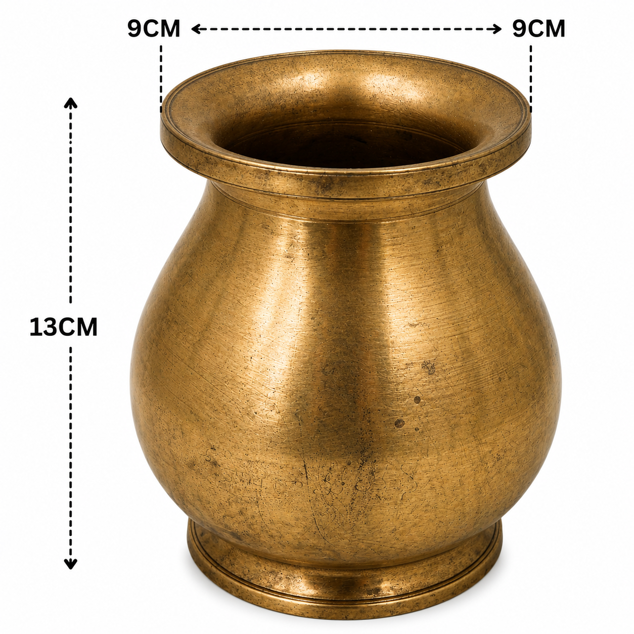 Handcrafted Brass Lota Kalash Jal Patra For Pooja – Traditional Pital Gangajali Kamandal for Puja, Ganga Jal Storage, Rishi Muni Kalash &amp; Hindu Rituals 5 Inch