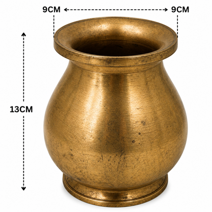 Handcrafted Brass Lota Kalash Jal Patra For Pooja – Traditional Pital Gangajali Kamandal for Puja, Ganga Jal Storage, Rishi Muni Kalash &amp; Hindu Rituals 5 Inch