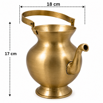 Handcrafted Brass Kamandalu Kalash – Pital Gangajali Kamandal for Puja, Ganga Jal Storage, Rishi Muni Kalash &amp; Hindu Rituals 6.5 Inch
