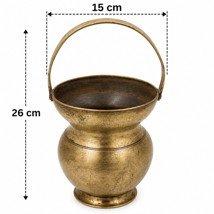 Handcrafted Brass Kamandalu Kalash – Traditional Pital Gangajali Kamandal for Puja, Ganga Jal Storage, Rishi Muni Kalash &amp; Hindu Rituals 10 Inch