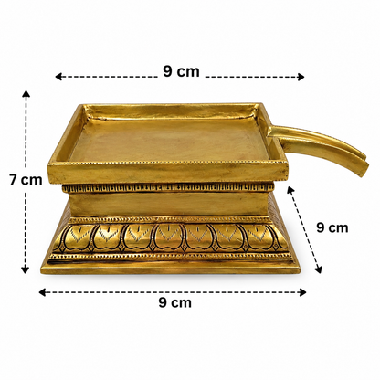 Handcrafted Brass Abhishek Patra with Somasutra Tray –  Traditional Abhishekam Plate, Tirumanjanam Stand &amp; Temple Pooja Vessel for Shivling and Deity Worship 3 Inch