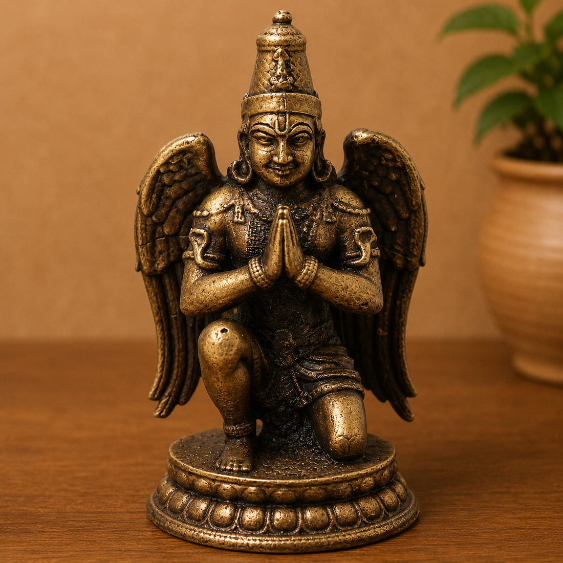 Unique Brass Garuda Idol – Divine Vahana of Lord Vainateya Vishnu, Garuda Murti for Puja, Home Mandir &amp; Spiritual Décor 3 Inch
