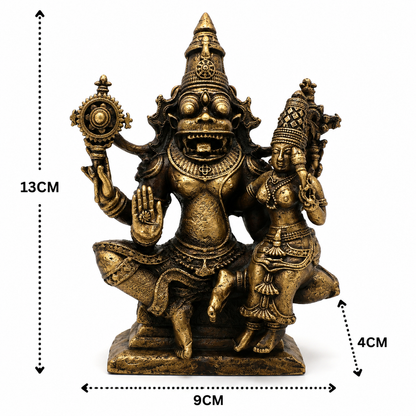 Brass Lakshmi Narasimha Idol – Traditional Narahari Swamy Murti for Pooja, Home Mandir, Spiritual Décor &amp; Gifting 5 Inch
