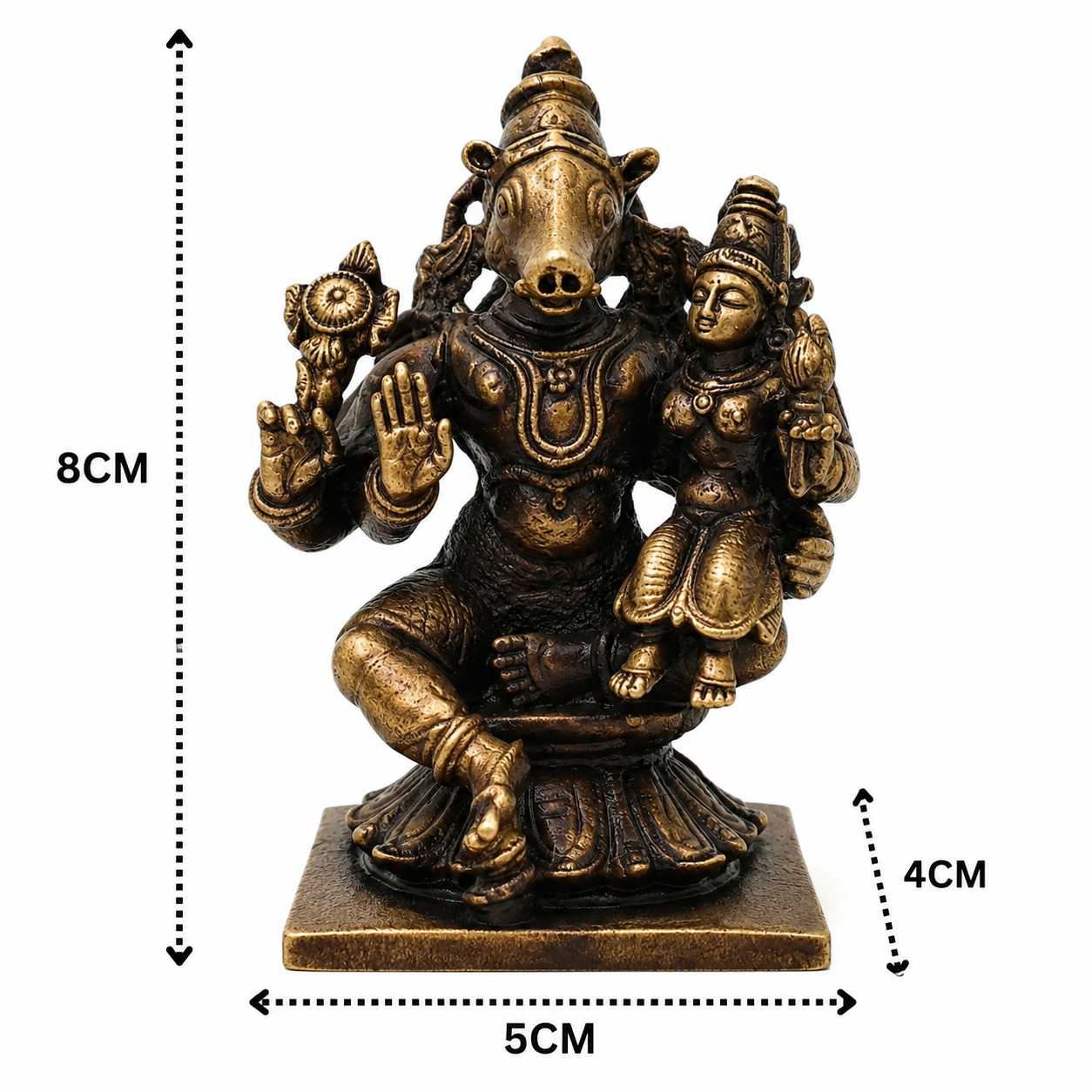 Brass Lakshmi Narasimha Idol – Traditional Narahari Murti for Pooja, Home Mandir, Spiritual Décor &amp; Gifting 3 Inch