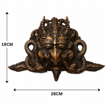 Handcraftedd Brass Garuda Face Wall Hanging – Handcrafted Vishnu Vahana Garuda Mask for Temple, Home Mandir, Spiritual Décor &amp; Gifting 7.5 Inch