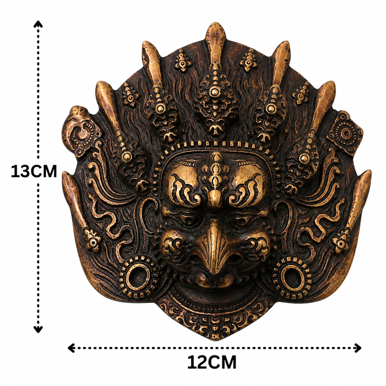 Brass Garuda Face Sculpture Wall Hanging – Handcrafted Vishnu Vahana Garuda Mask for Temple, Home Mandir, Spiritual Décor &amp; Gifting 5 Inch