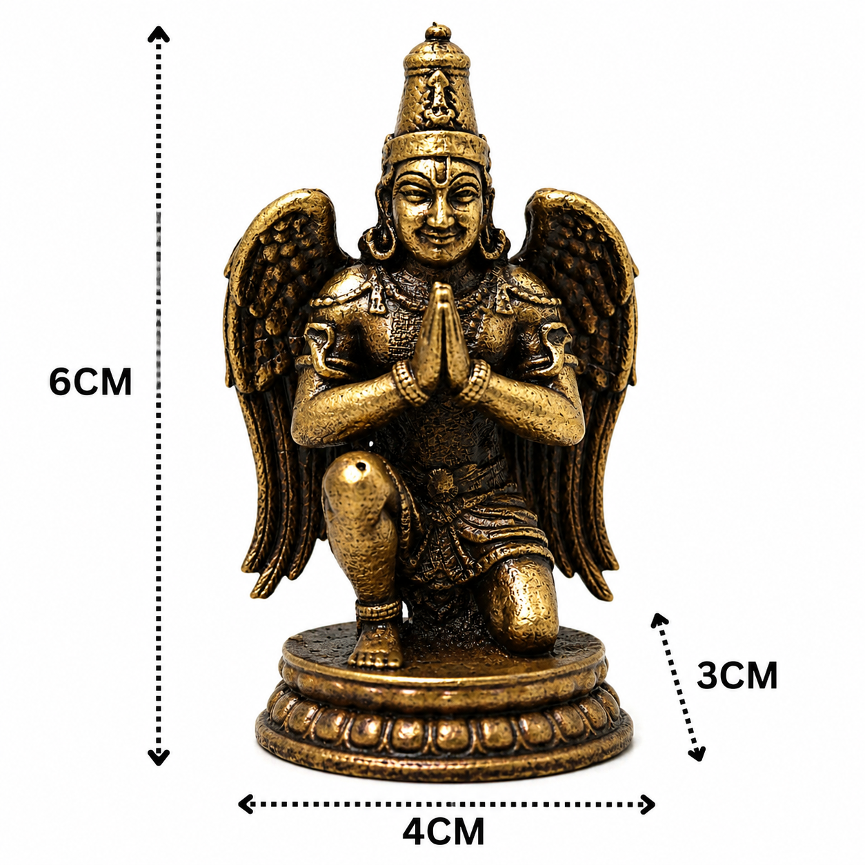 Unique Brass Garuda Idol – Divine Vahana of Lord Vainateya Vishnu, Garuda Murti for Puja, Home Mandir &amp; Spiritual Décor 3 Inch