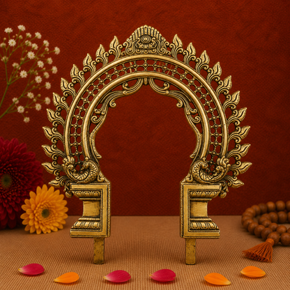 Traditional Brass Arch Frame with Peacock Motifs 13 Inch