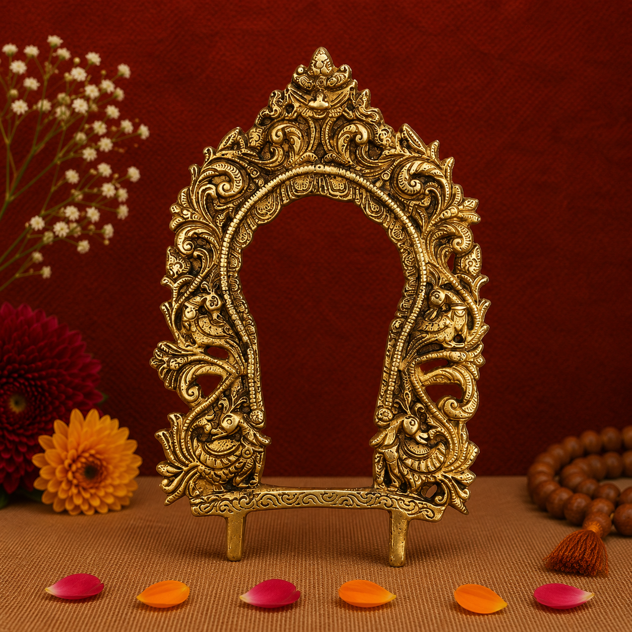 Ornate Antique Brass Arch Frame 7.5 Inch