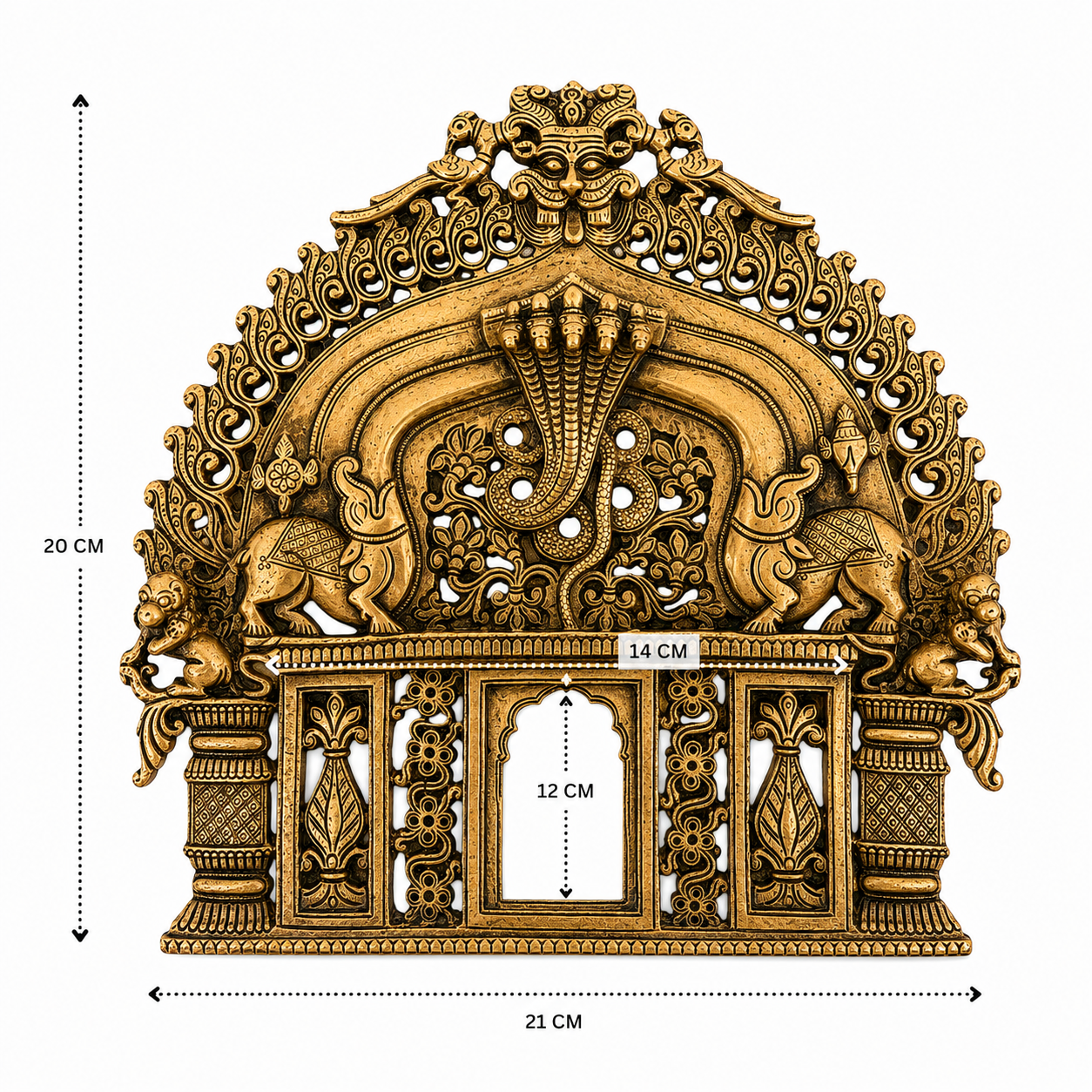 Ornate Antique Brass Temple Backdrop Frame 8 Inch