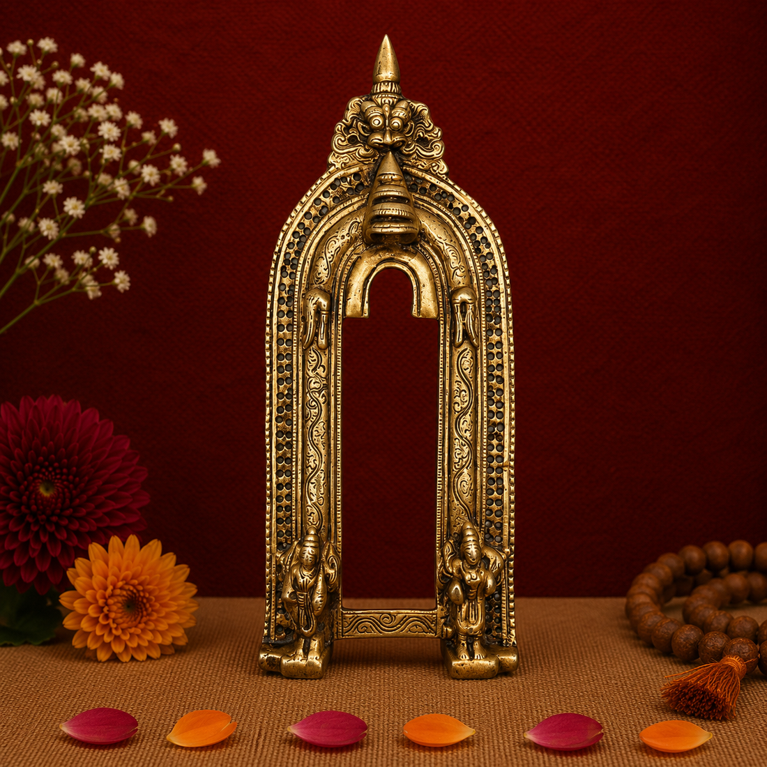 Traditional Antique Brass Temple Arch Frame 13 Inch