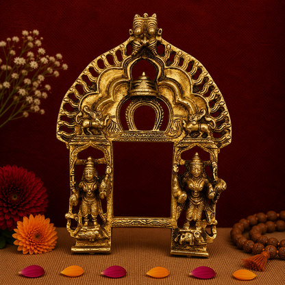Antique Brass Temple Arch Frame with Divine 11 Inch