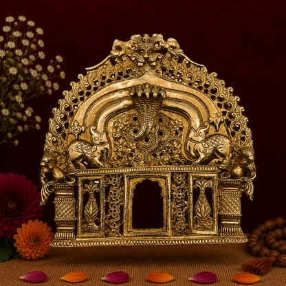 Ornate Antique Brass Temple Backdrop Frame 8 Inch
