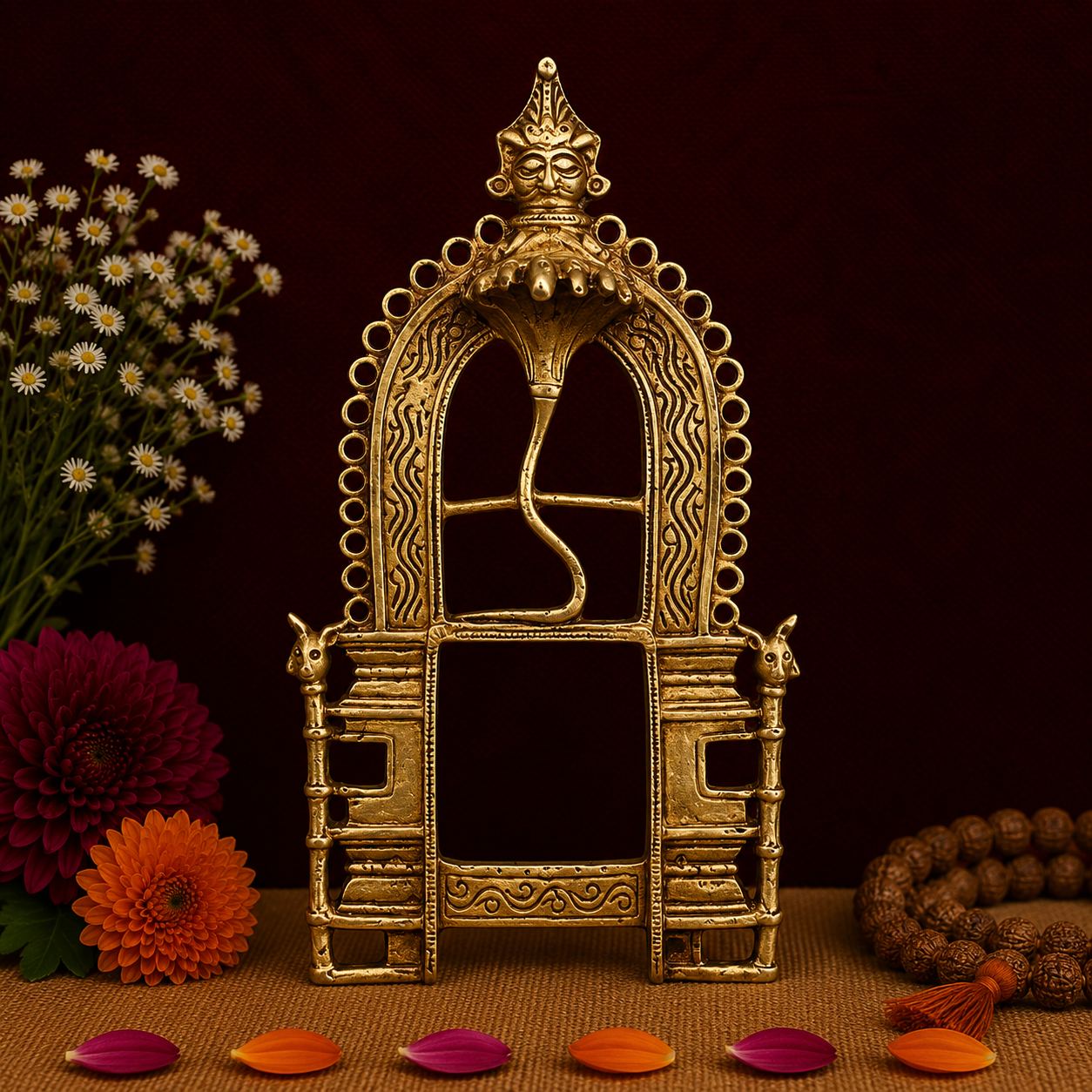 Traditional Antique Brass Temple Arch Frame 7.5 Inch