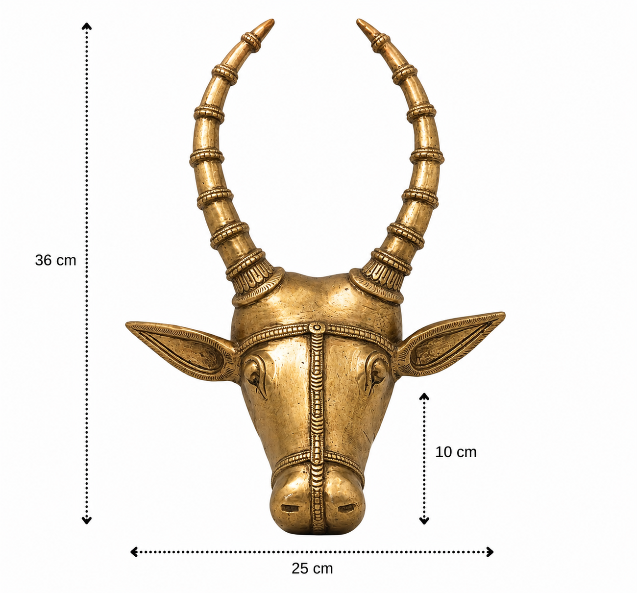 Handcrafted Brass Antelope Head Wall Decor 14.5 Inch