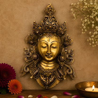 Brass Wall Hanging of Goddess Tara 12 Inch