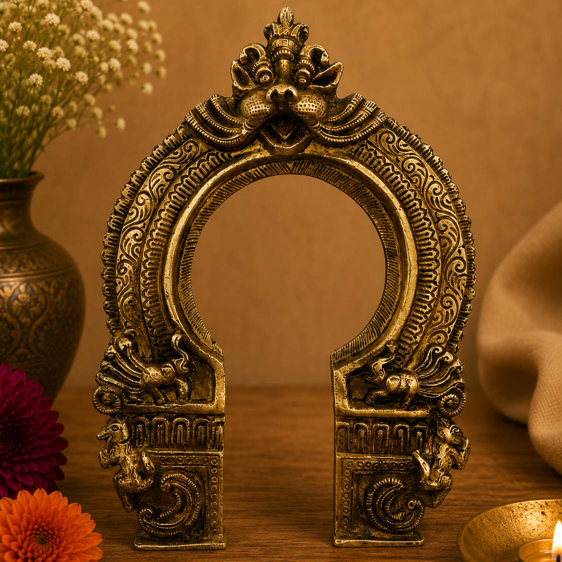 Traditional Brass Lion Arch Frame 10 Inch