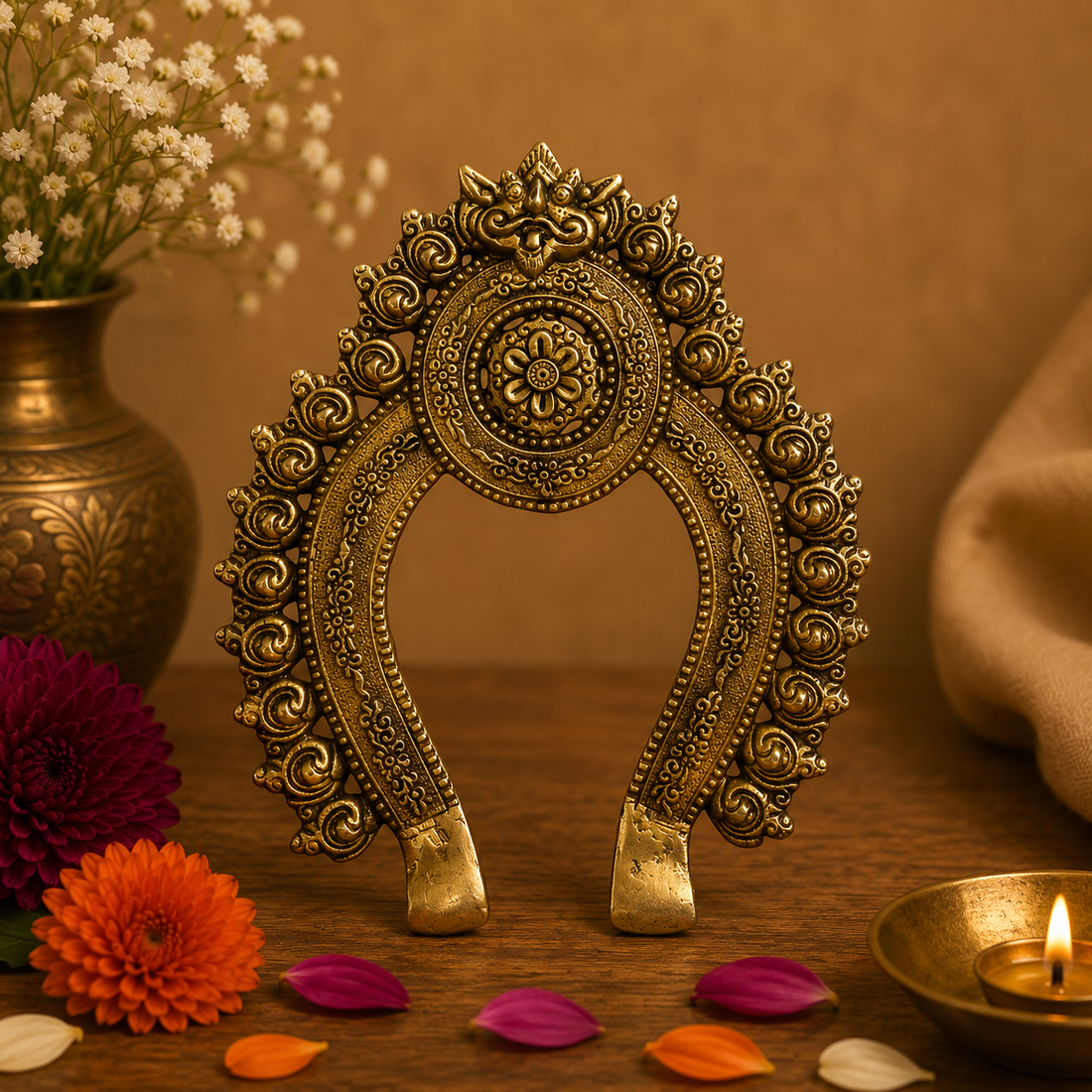 Traditional Brass Floral Arch Frame 10 Inch