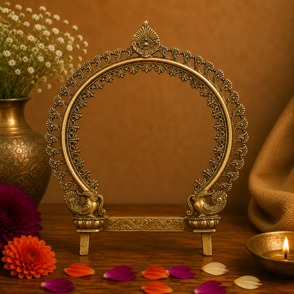 Traditional Brass Leaf Motif Arch Frame 9 Inch