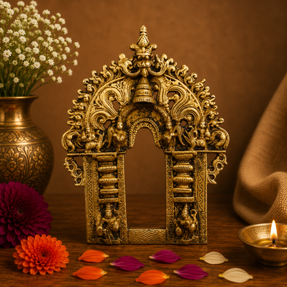 Intricately Designed Traditional Brass Temple Arch Frame 8.5 Inch