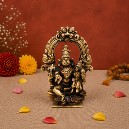 Traditional Brass Lakshmi Narasimha Idol – Traditional Narayana Swamy Chola Style Sculpture for Pooja, Home Mandir, Spiritual Décor &amp; Gifting 4 Inch