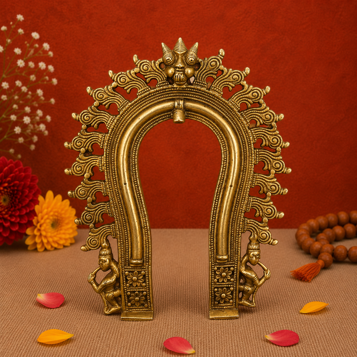 Traditional Brass Arch Frame with Ornamental Detailing 9 Inch