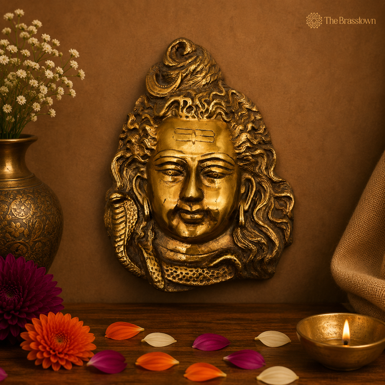 Handcrafted Brass Lord Shiva Wall Mask 8.5 Inch