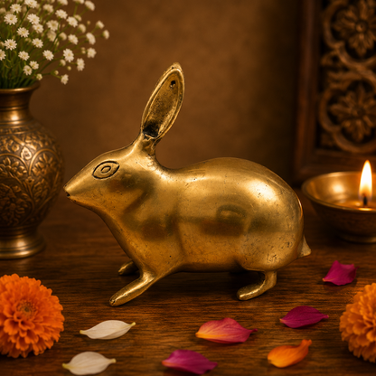 Handcrafted Brass Rabbit Figurine 4.5 Inch