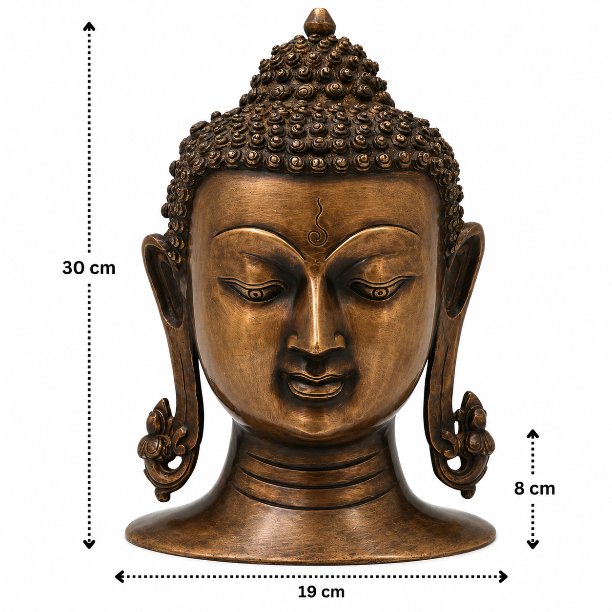 Handcrafted Brass Buddha Face Statue – Peaceful Meditation &amp; Zen Wall Décor for Home, Office &amp; Spiritual Spaces 12 Inch
