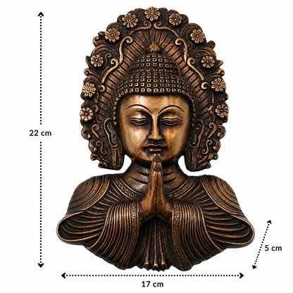 Brass Shakyamuni Buddha Face Wall Decor – A Symbol of Serenity and Enlightenment 8.5 Inch