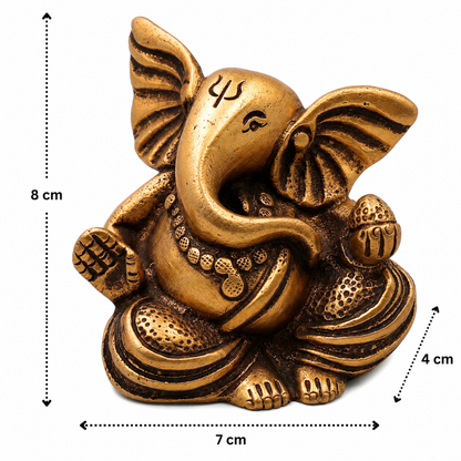 Handcrafted Traditional Brass Long Neck Ganesha Idol –Handcrafted Traditional Chola Style Ganapati Vinayaka Murti for Pooja, Home Mandir, Décor &amp; Gifting 3 Inch
