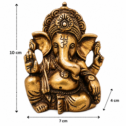 Handcrafted Traditional Ganesha Idol –Handcrafted Traditional Unique Style Ganapati Vinayaka Murti for Pooja, Home Mandir, Décor &amp; Gifting 4 Inch