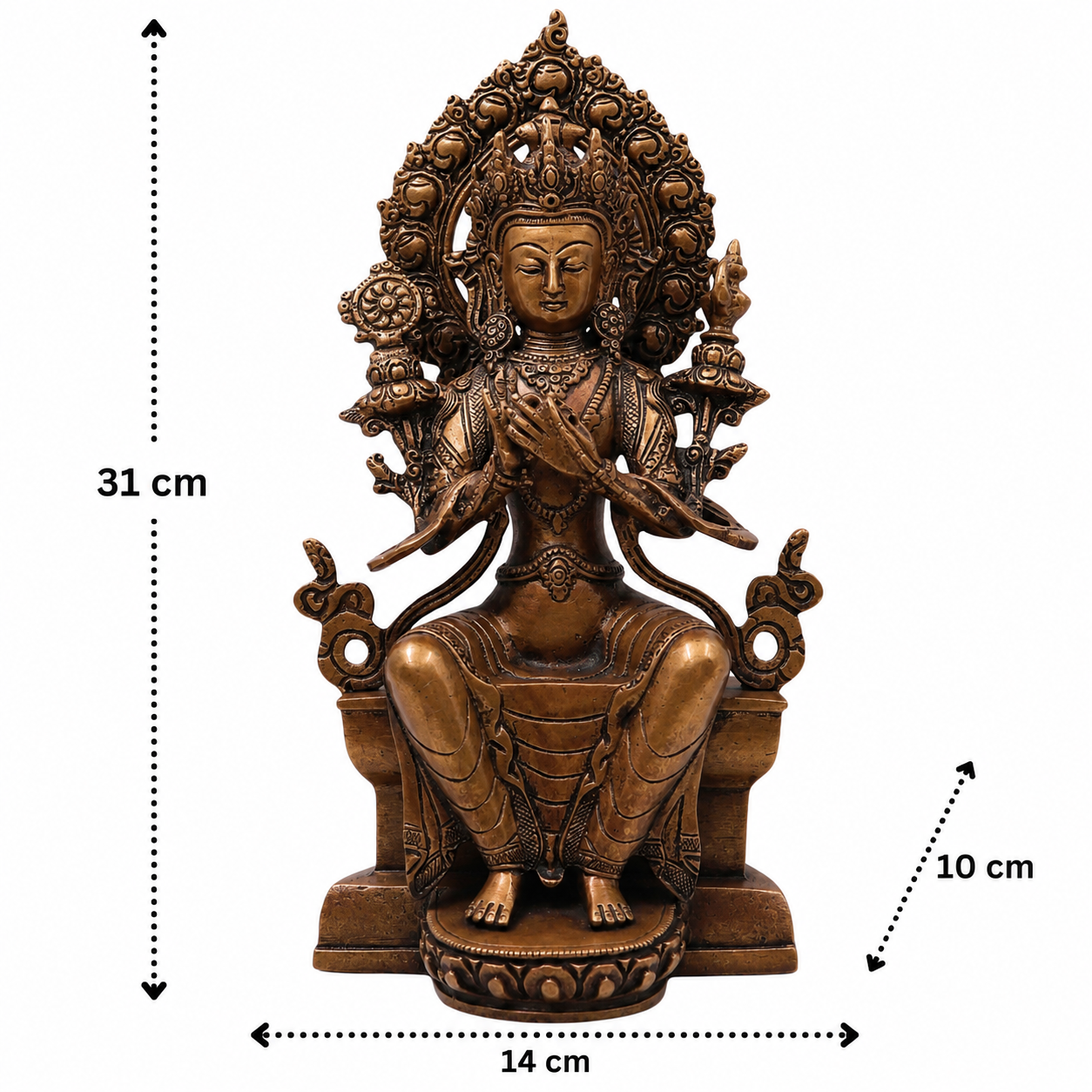 Brass Maitreya Buddha Idol – Handcrafted Future Buddha Ajita Bodhisattva Murti for Pooja, Home Décor &amp; Spiritual Gifting 12 Inch