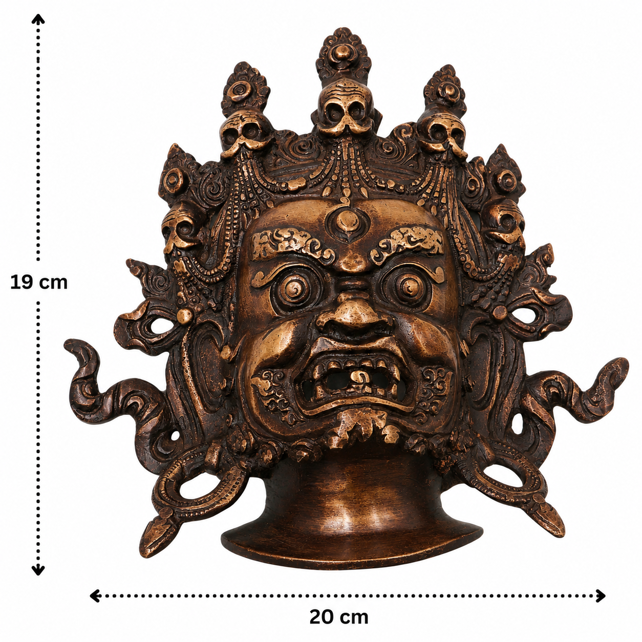 Brass Kala Bhairava Face Wall Hanging – Traditional Bhairavnath Mukh Wall Décor for Pooja, Vastu, Temple &amp; Spiritual Gifting 7.5 Inch