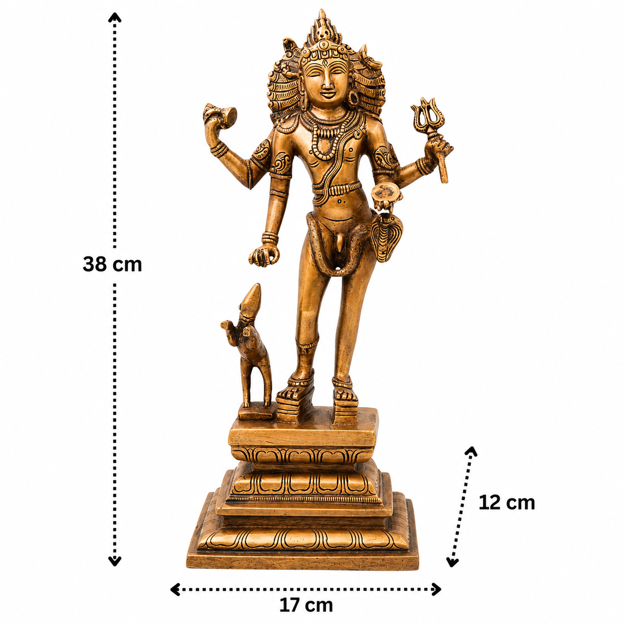 Brass Kala Bhairava Idol – Handcrafted Traditional Chola Style Bhairav Murti for Pooja, Home Mandir, Spiritual Décor &amp; Gifting 15 Inch