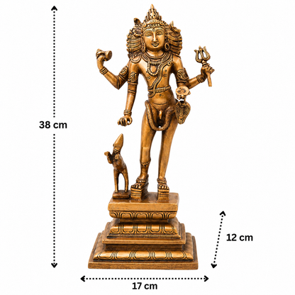 Brass Kala Bhairava Idol – Handcrafted Traditional Chola Style Bhairav Murti for Pooja, Home Mandir, Spiritual Décor &amp; Gifting 15 Inch